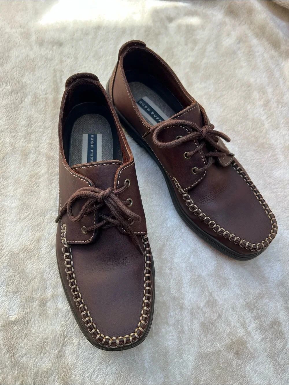 Hush Puppies Brown Genuine Leather Lace-Up Casual Oxford Shoes